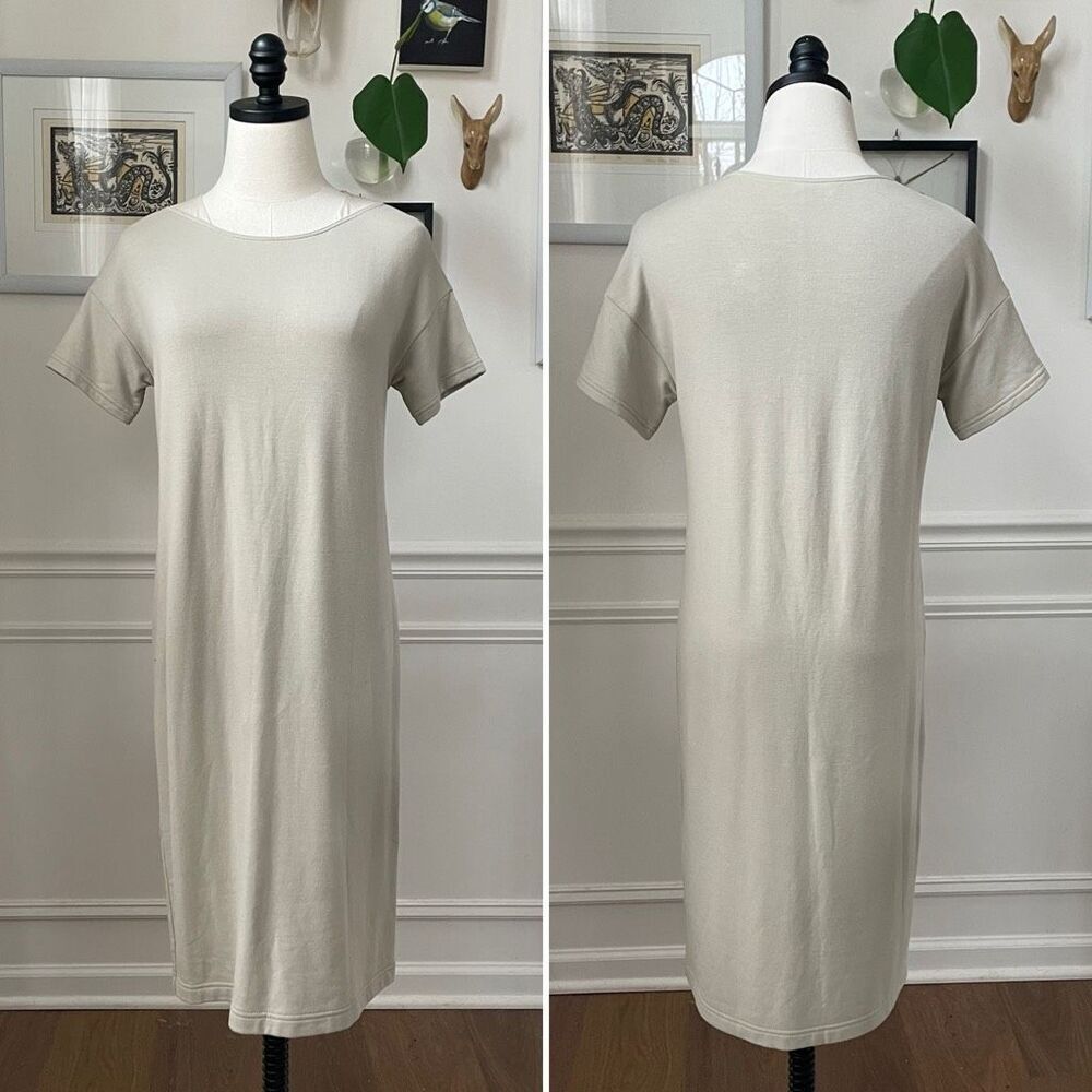 Lafayette 148 New York Taupe Stretchy Shift Dress P S